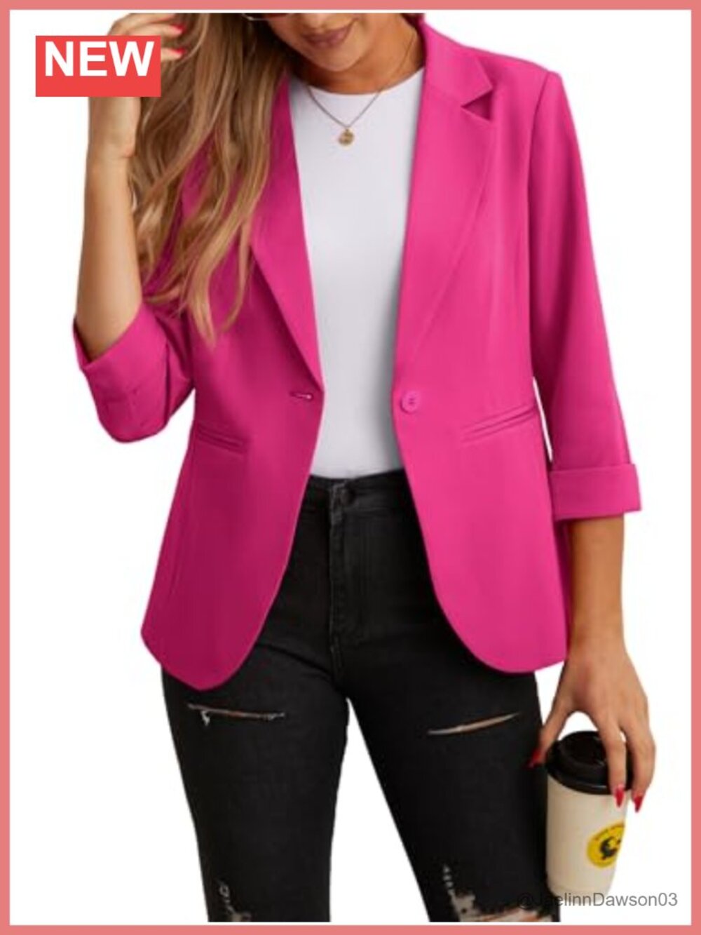 Women's Blazer 3/4 Sleeve Lapel Suit Jacket